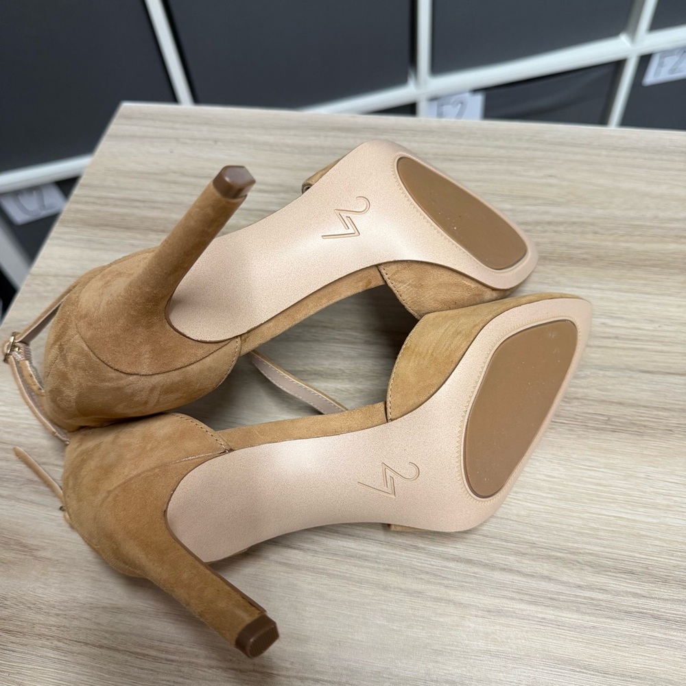 Naturalizer 27 Edit Abilyn Elegant Tan Strappy Suede Heels - Picture 6 of 8